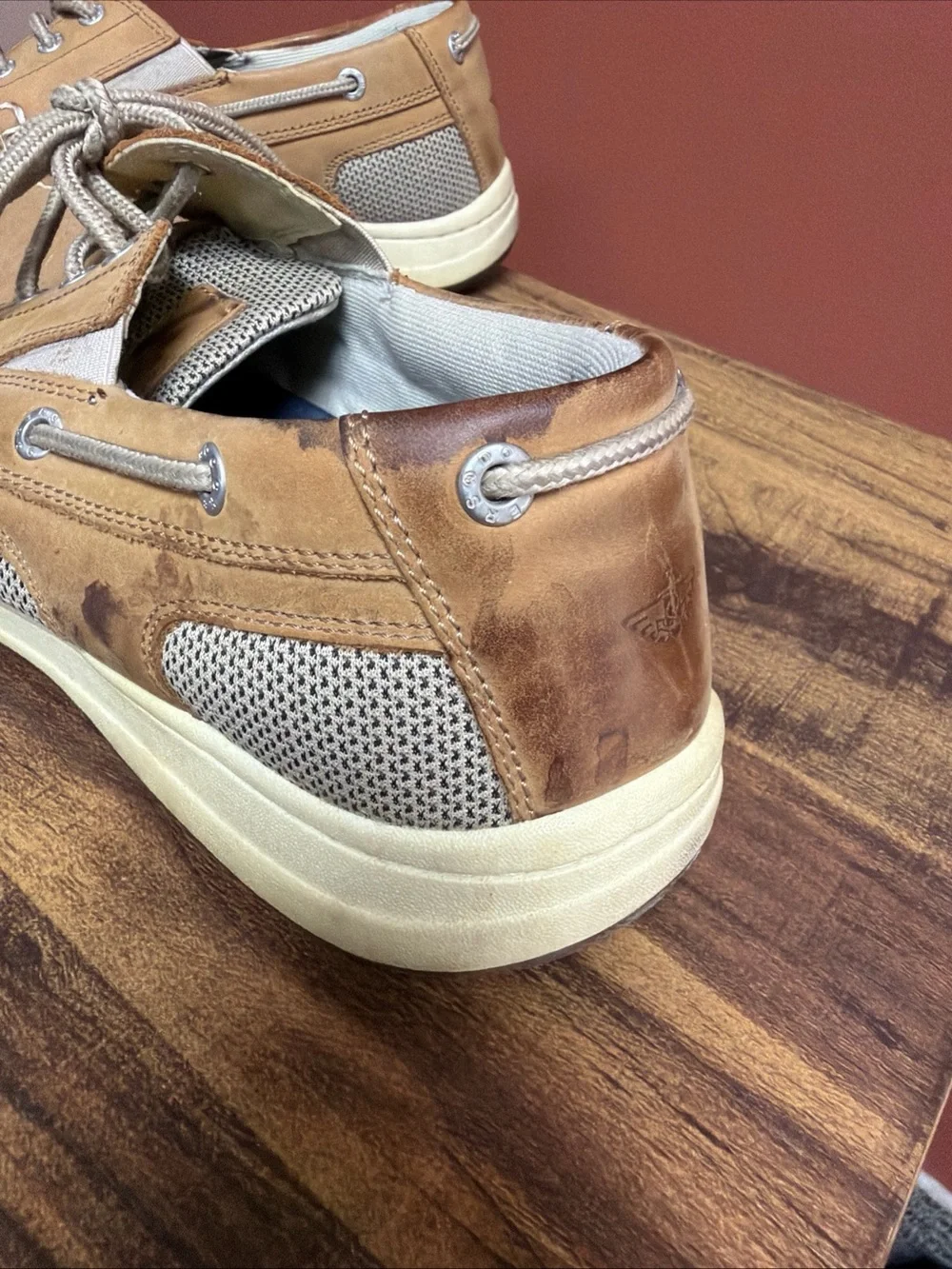 Dockers Beacon Loafers Men's US 11 W Tan Brown Leather Lace Up Boat Shoes